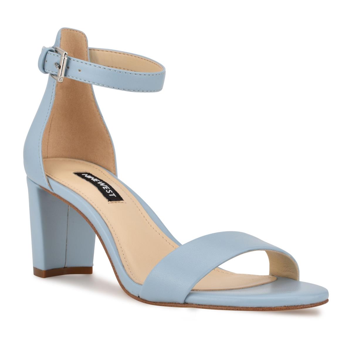 Nine West Pruce Ankle Askılı Block Topuklu Sandalet Kadın Mavi | 0852JBEWN