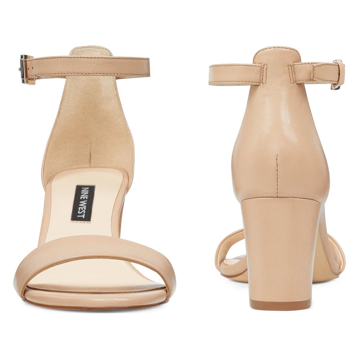 Nine West Pruce Ankle Askılı Block Topuklu Sandalet Kadın Bej Rengi | 4625IVMGH