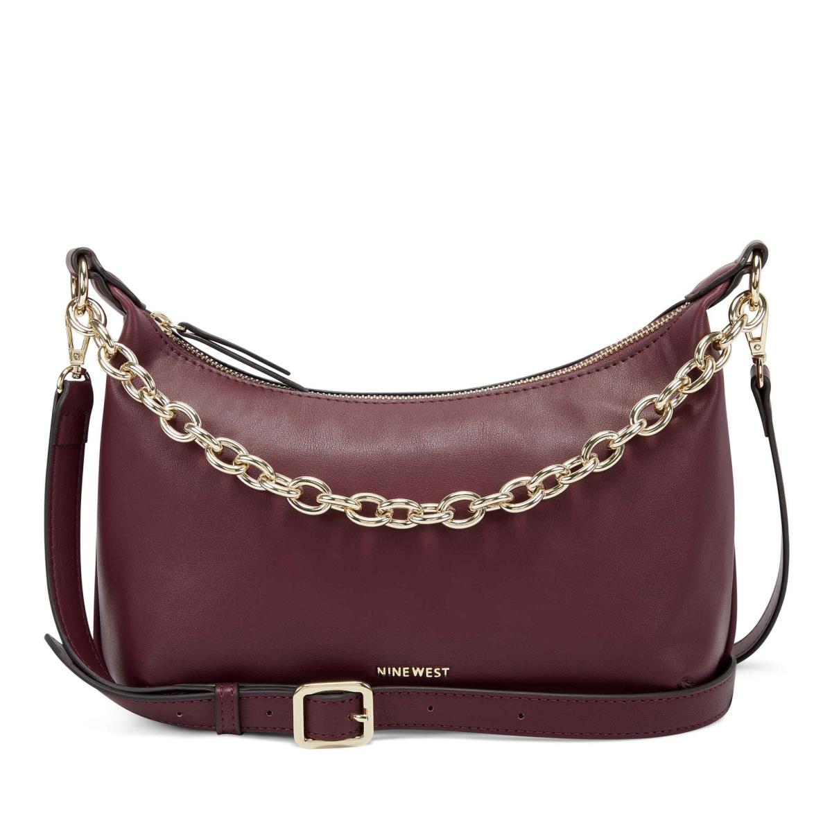 Nine West Ronnie Top Zip Shoulder Bag Omuz Çantası Kadın Claret | 6920CBPKJ