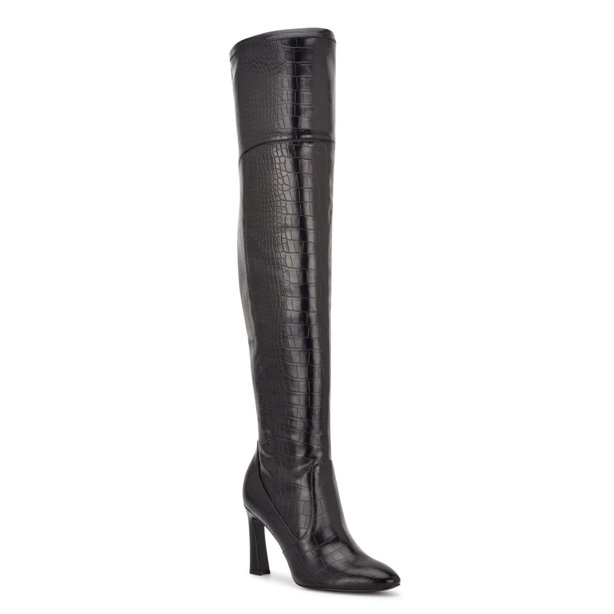 Nine West Sizzle Over The Knee Heel Bot Kadın Siyah | 9014ZEOLM