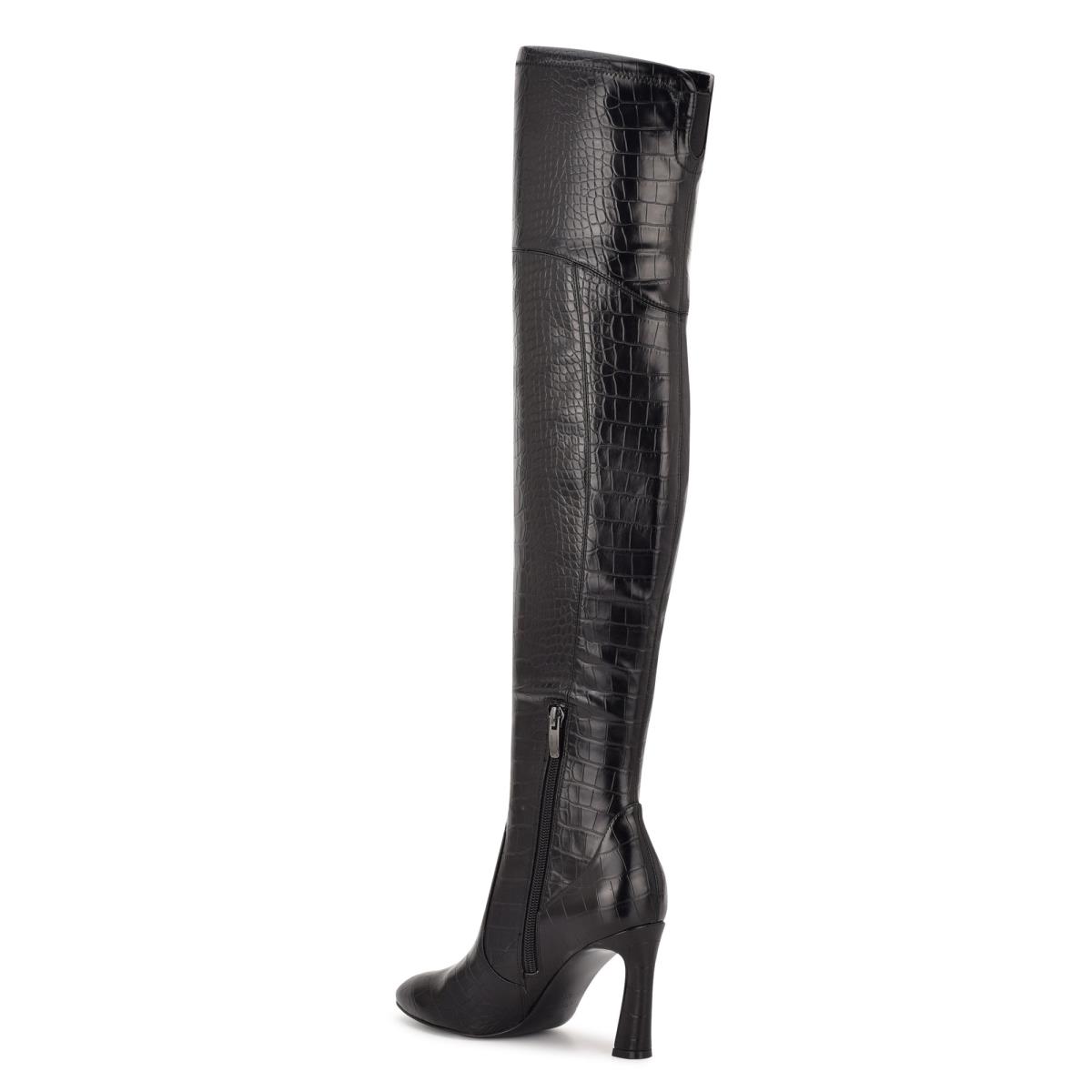 Nine West Sizzle Over The Knee Heel Bot Kadın Siyah | 9014ZEOLM