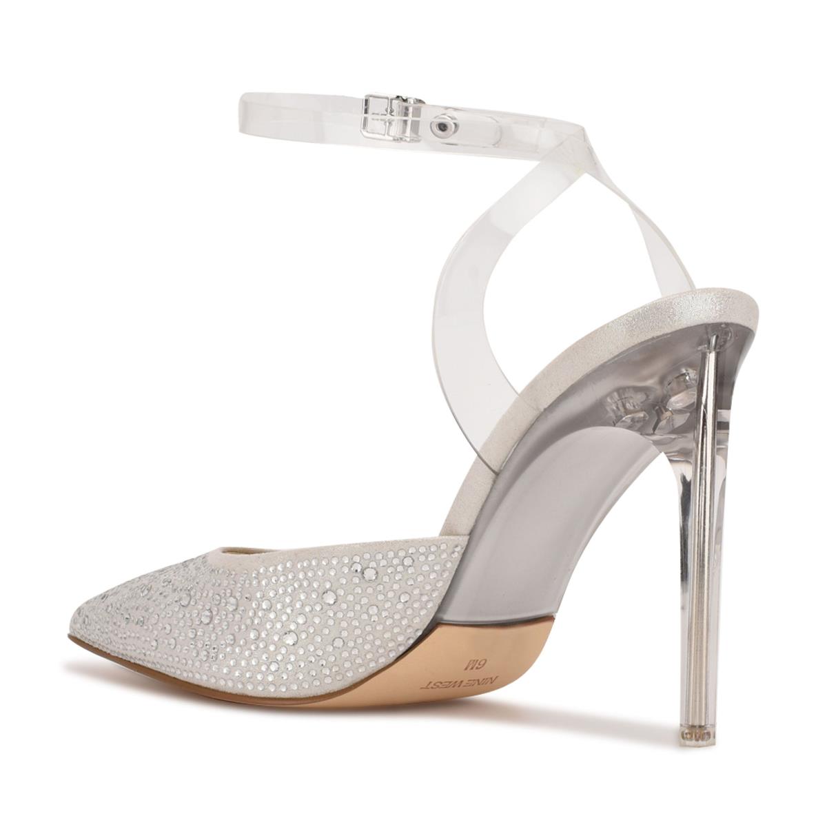 Nine West Sparkel Ankle Askılı Stiletto Ayakkabı Kadın Beyaz | 9480VJNOD