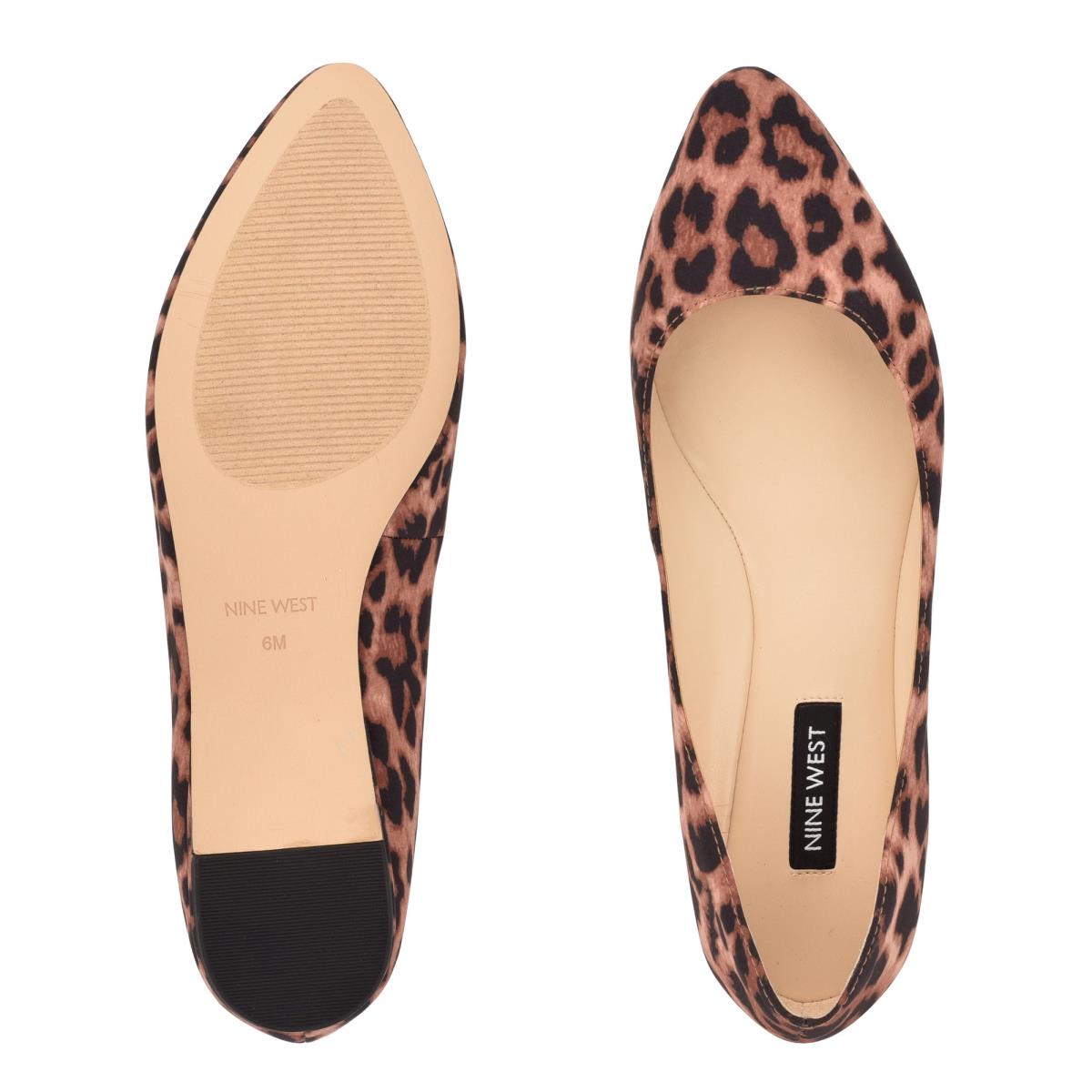 Nine West Speakup Almond Burunlu Bale Ayakkabısı Kadın Leopar | 9841MKWZO