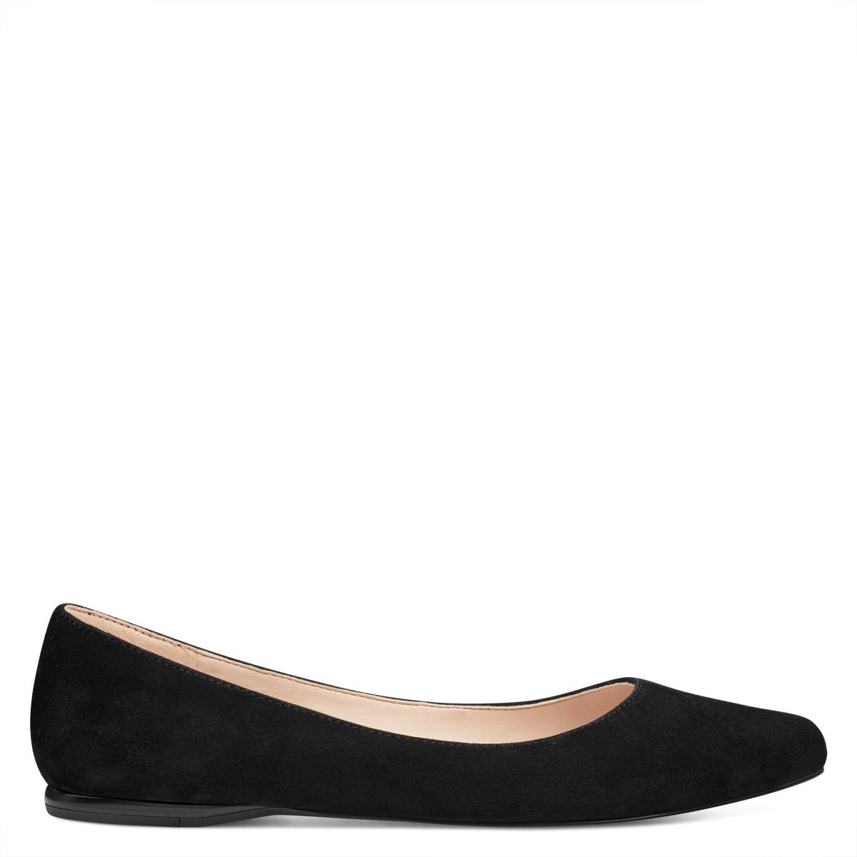 Nine West Speakup Almond Burunlu Flats Kadın Siyah | 6532OHLIC