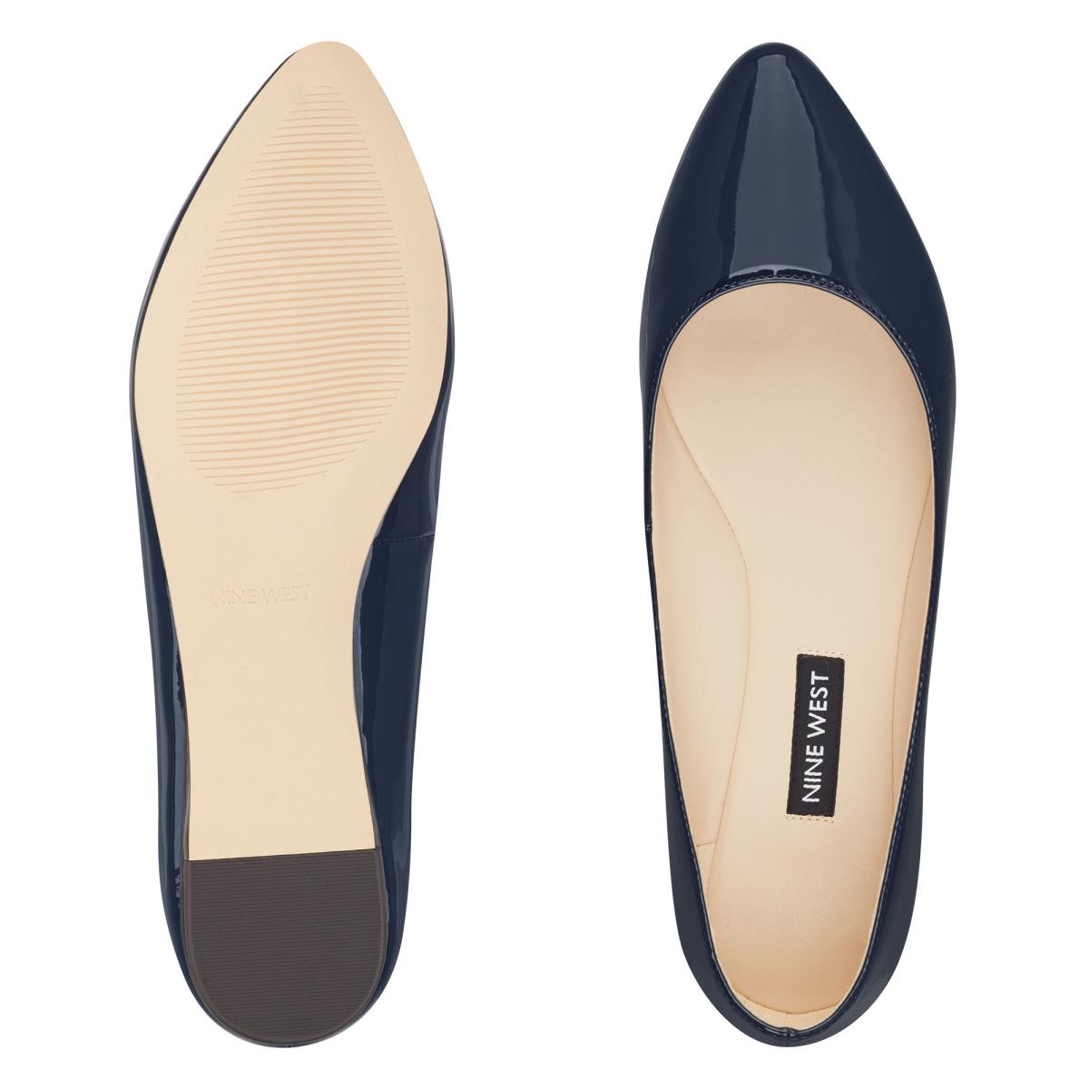 Nine West Speakup Almond Burunlu Flats Kadın Lacivert | 7325RBMZQ