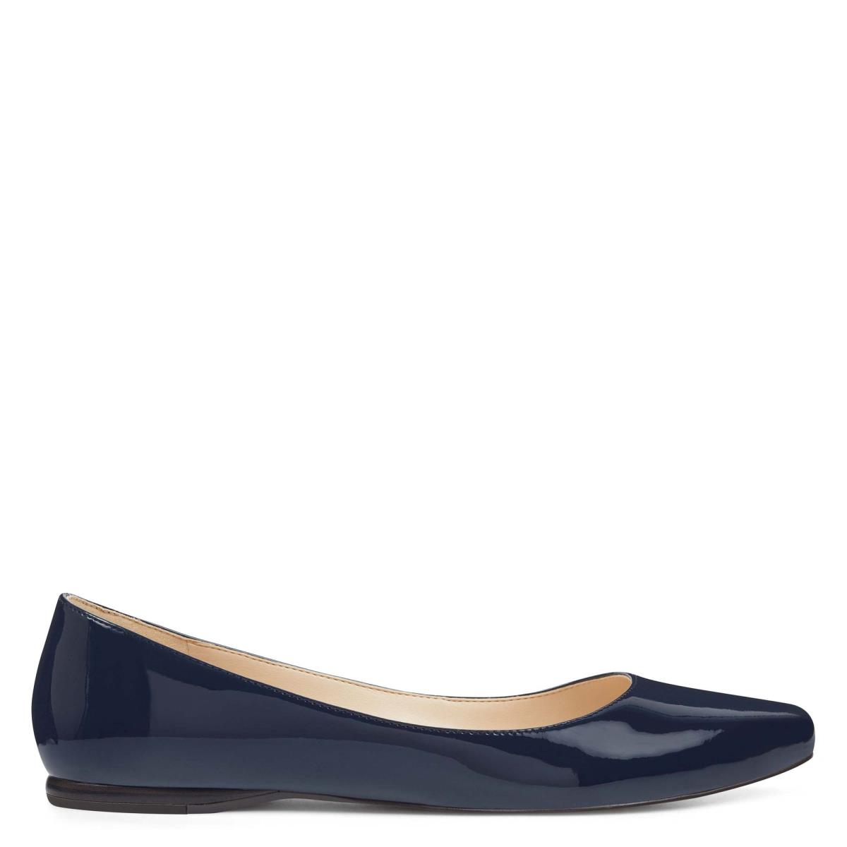 Nine West Speakup Almond Burunlu Flats Kadın Lacivert | 7325RBMZQ