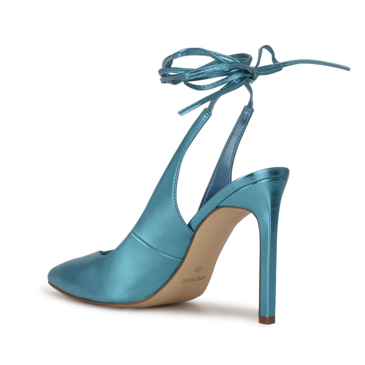 Nine West Talon Ankle Wrap Elbise Stiletto Ayakkabı Kadın Mavi | 2586QTGPA