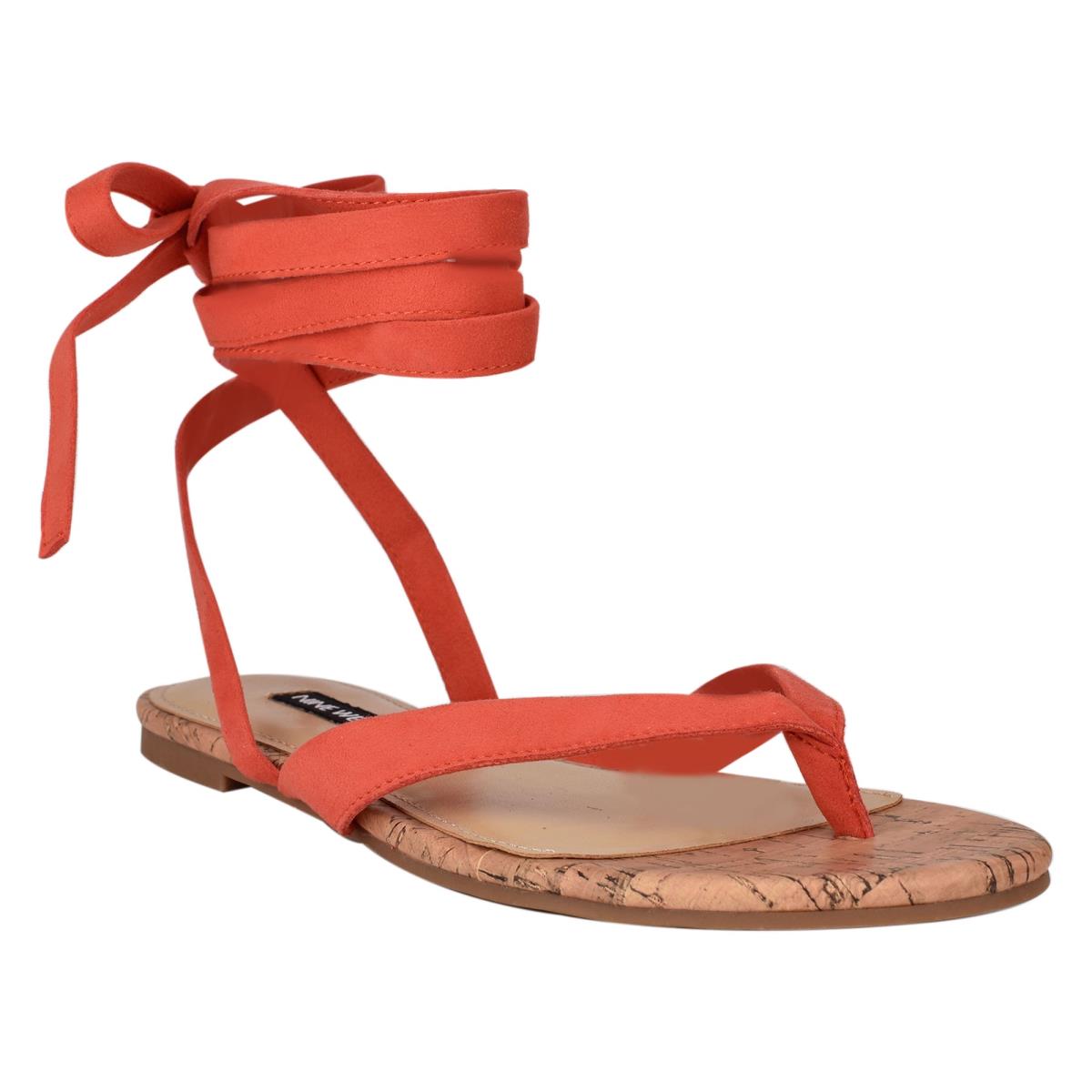 Nine West Tiedup Ankle Wrap Düz Sandalet Kadın Kırmızı | 1470RJLAC