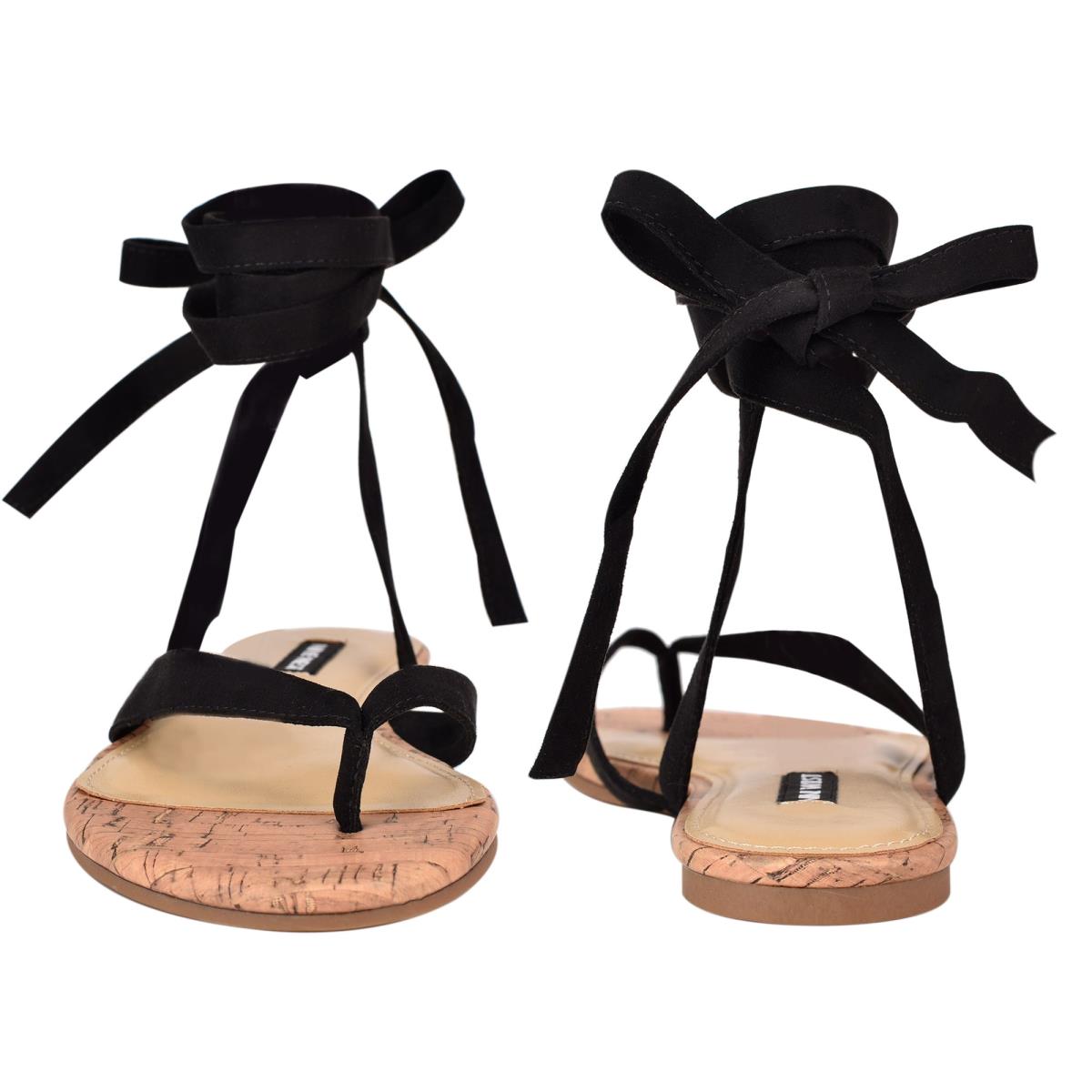 Nine West Tiedup Ankle Wrap Düz Sandalet Kadın Siyah | 2746LXRCD