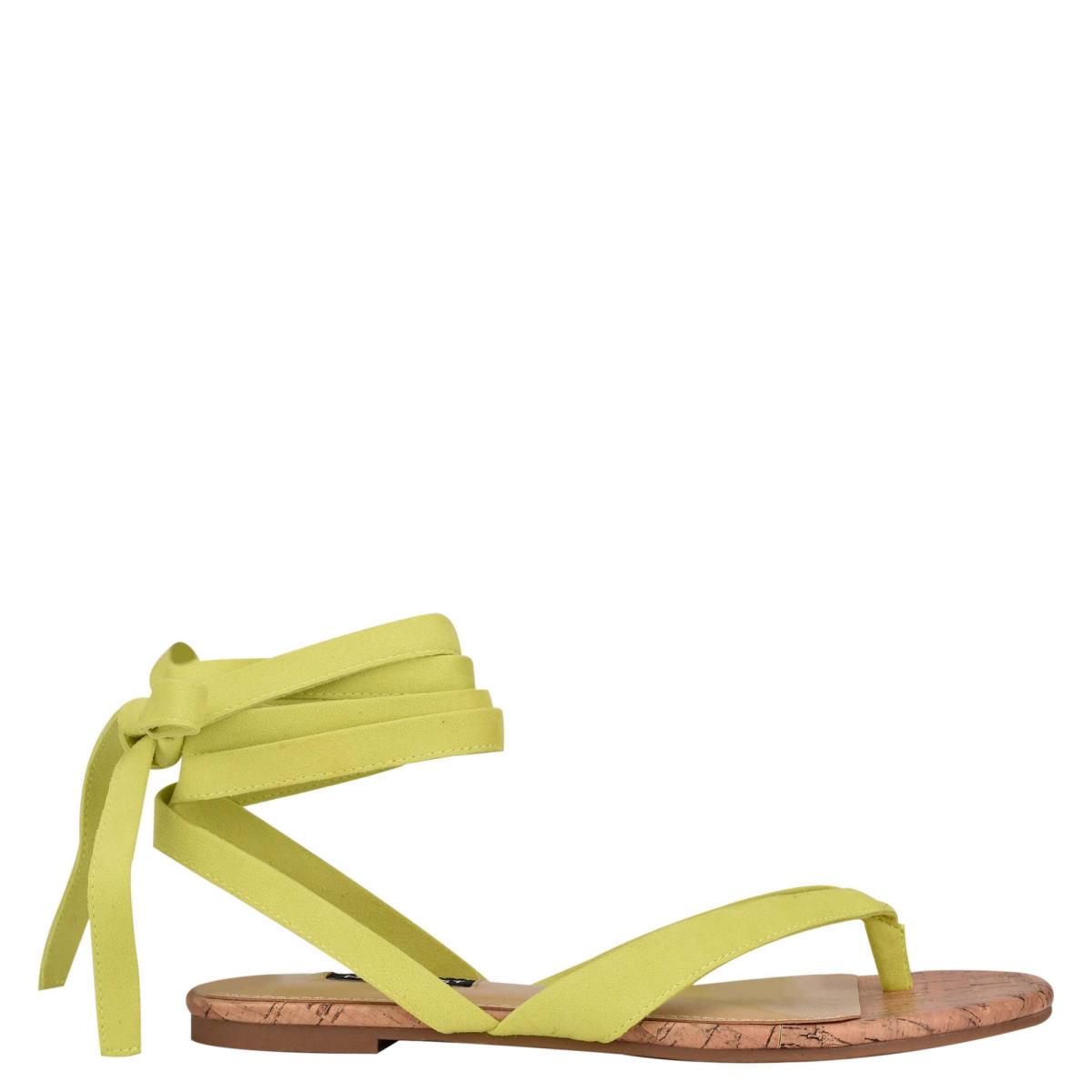 Nine West Tiedup Ankle Wrap Düz Sandalet Kadın Açık Yeşil | 4678XCAQZ