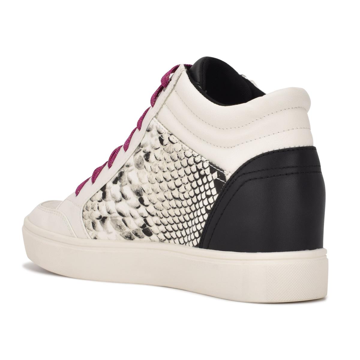 Nine West Tons High Top Hidden Wedge Sneakers Spor Ayakkabı Kadın Beyaz Yılan | 0759CJUVT