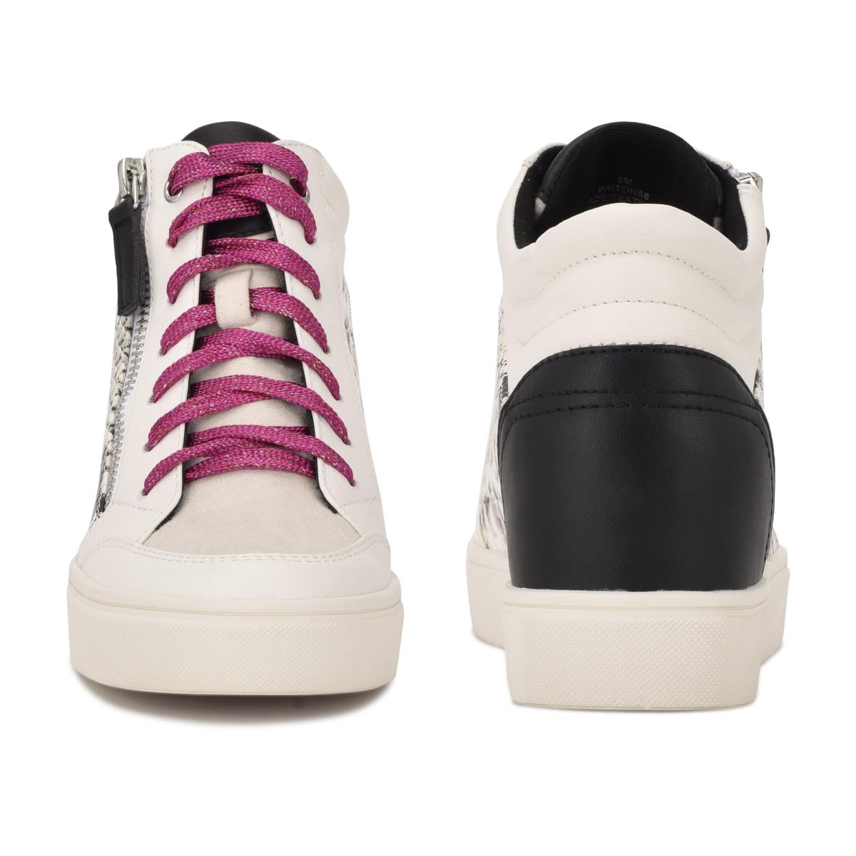 Nine West Tons High Top Hidden Wedge Sneakers Spor Ayakkabı Kadın Beyaz Yılan | 0759CJUVT