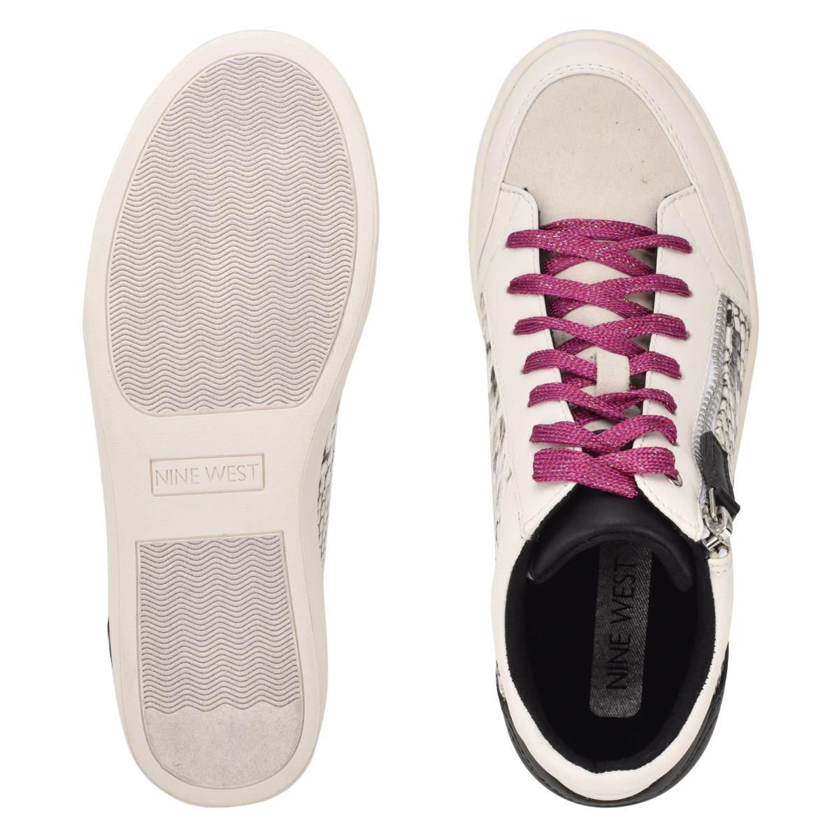 Nine West Tons High Top Hidden Wedge Sneakers Spor Ayakkabı Kadın Beyaz Yılan | 0759CJUVT