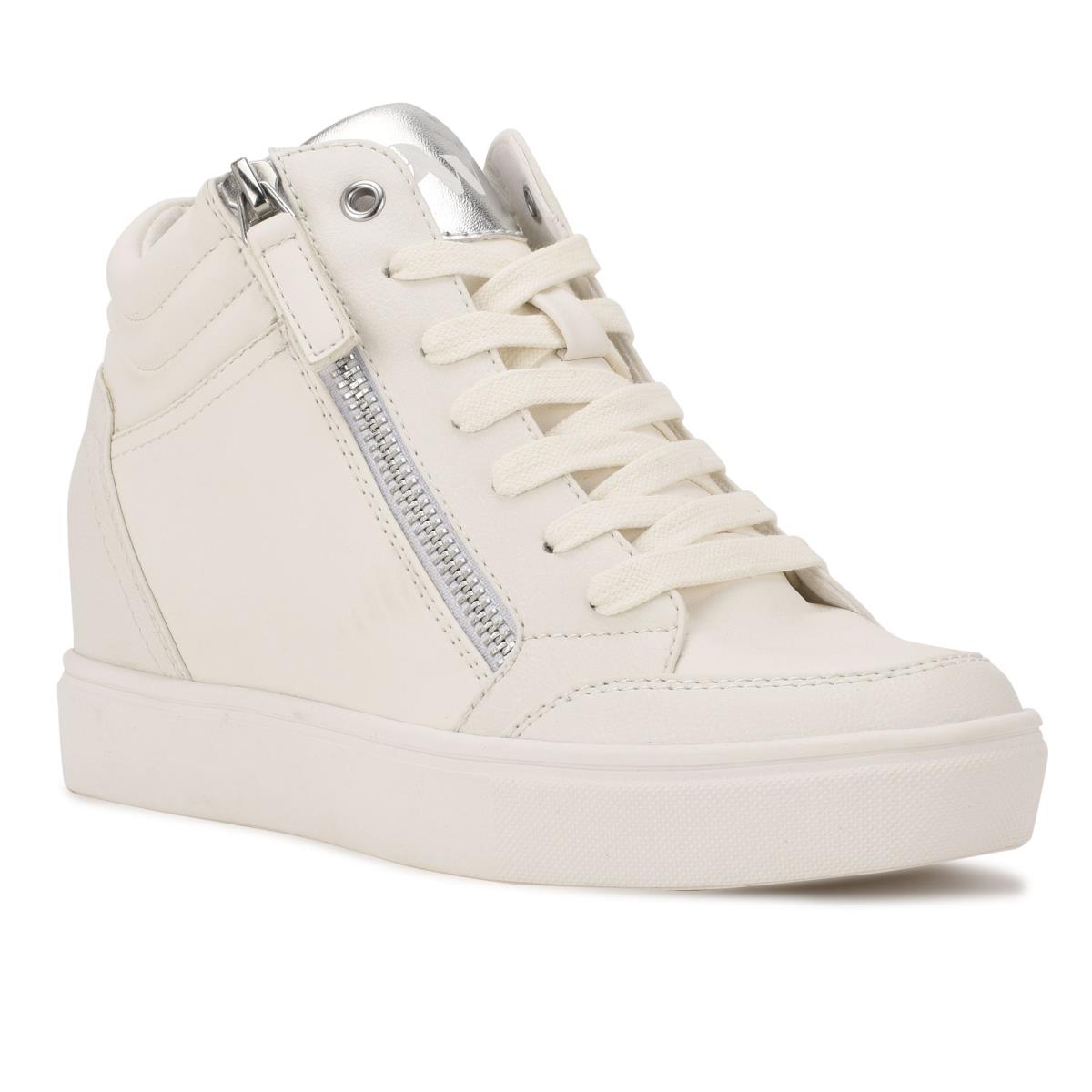 Nine West Tons High Top Hidden Wedge Sneakers Spor Ayakkabı Kadın Beyaz Gümüş | 2614GKZDR