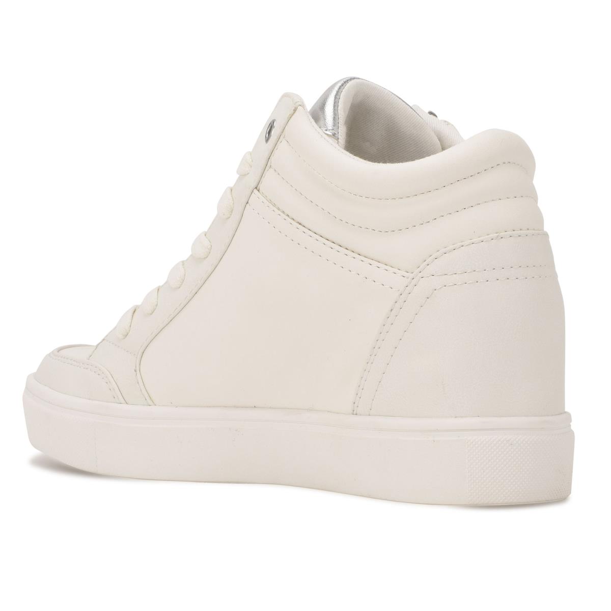 Nine West Tons High Top Hidden Wedge Sneakers Spor Ayakkabı Kadın Beyaz Gümüş | 2614GKZDR