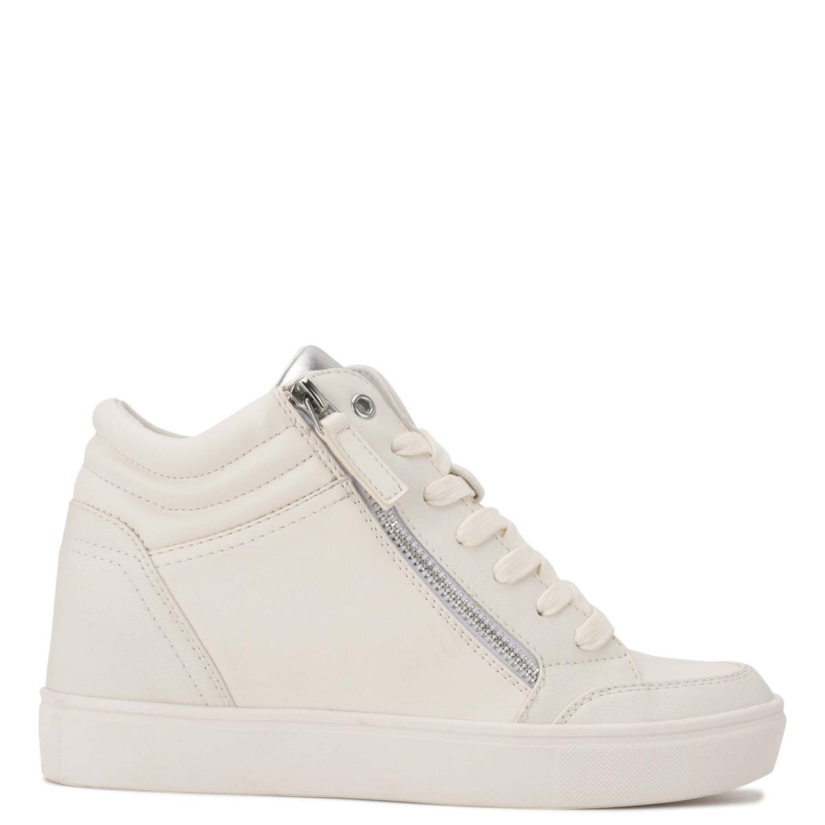 Nine West Tons High Top Hidden Wedge Sneakers Spor Ayakkabı Kadın Beyaz Gümüş | 2614GKZDR