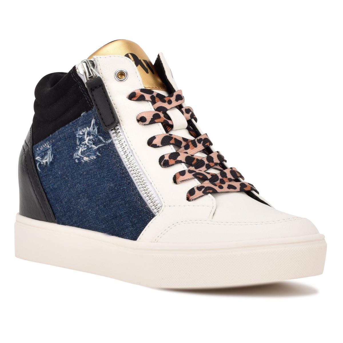 Nine West Tons High Top Hidden Wedge Sneakers Spor Ayakkabı Kadın Siyah Mavi | 4291ZUECX