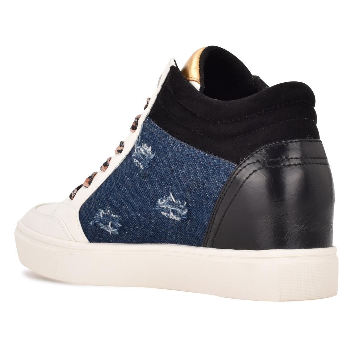 Nine West Tons High Top Hidden Wedge Sneakers Spor Ayakkabı Kadın Siyah Mavi | 4291ZUECX