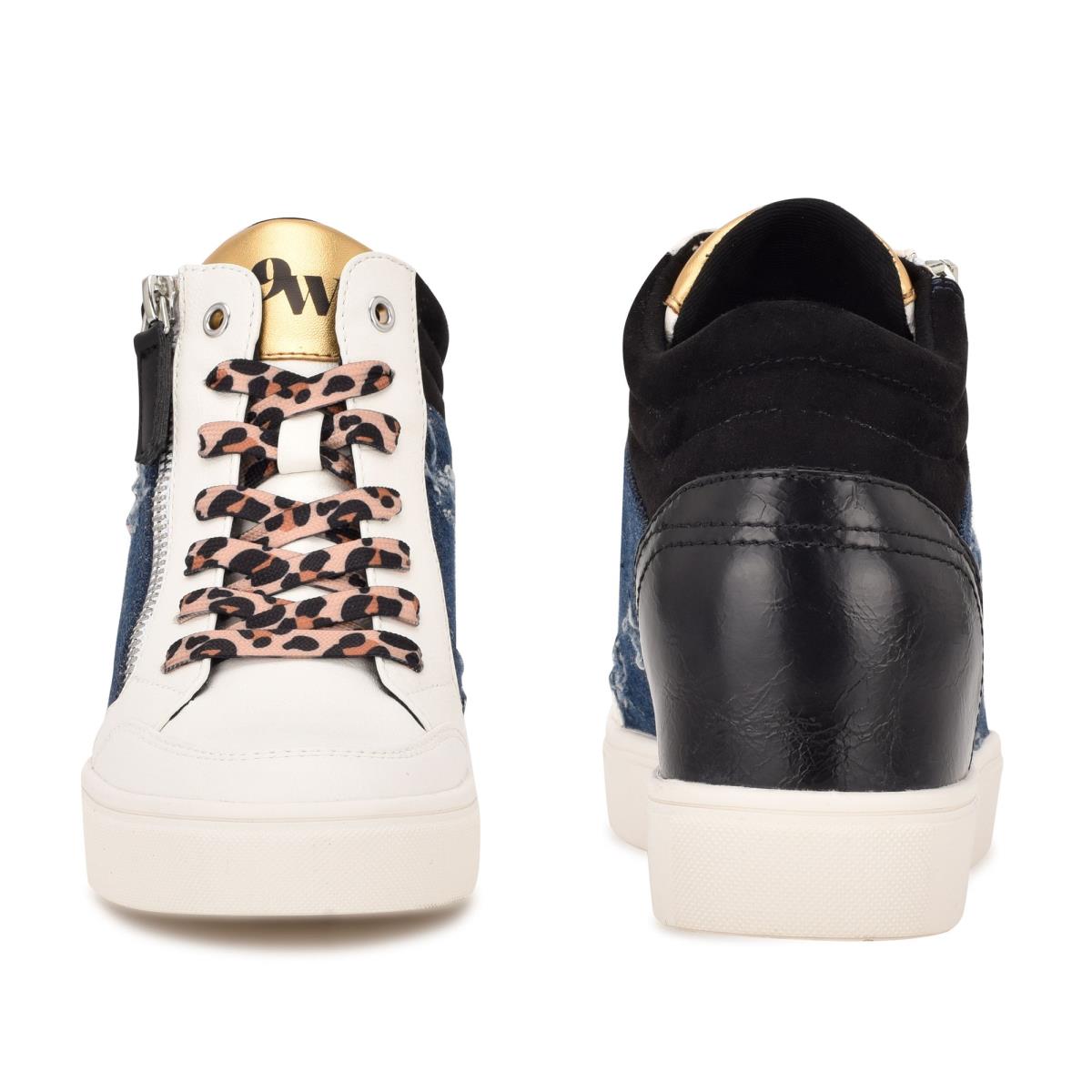 Nine West Tons High Top Hidden Wedge Sneakers Spor Ayakkabı Kadın Siyah Mavi | 4291ZUECX