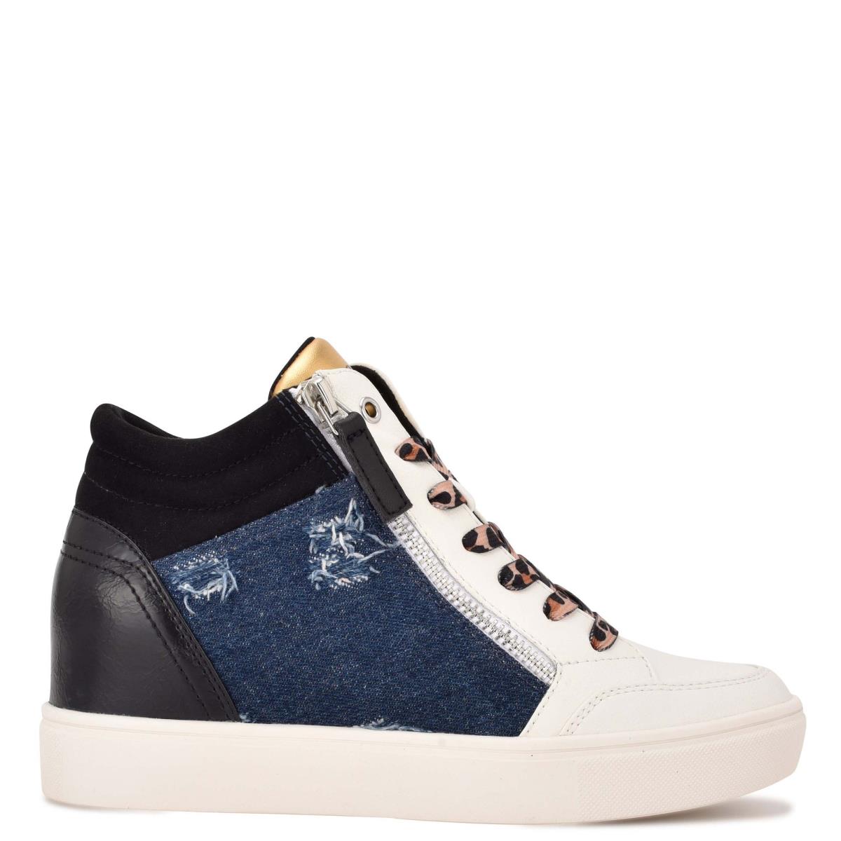 Nine West Tons High Top Hidden Wedge Sneakers Spor Ayakkabı Kadın Siyah Mavi | 4291ZUECX