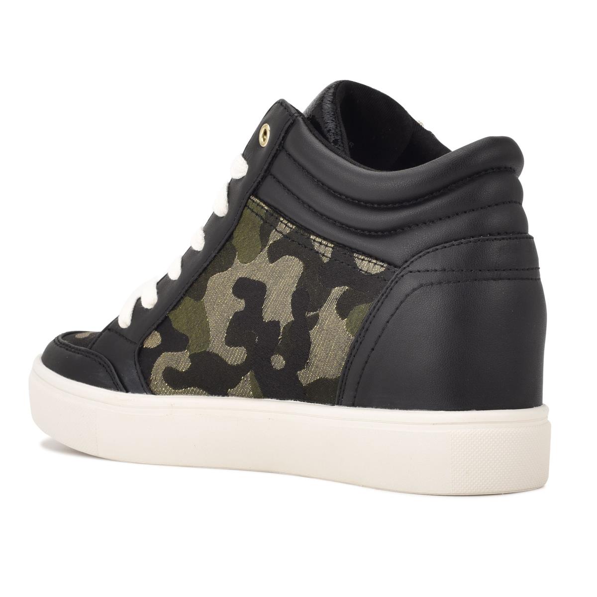 Nine West Tons High Top Hidden Wedge Sneakers Spor Ayakkabı Kadın Siyah Camo | 9235JQNIZ