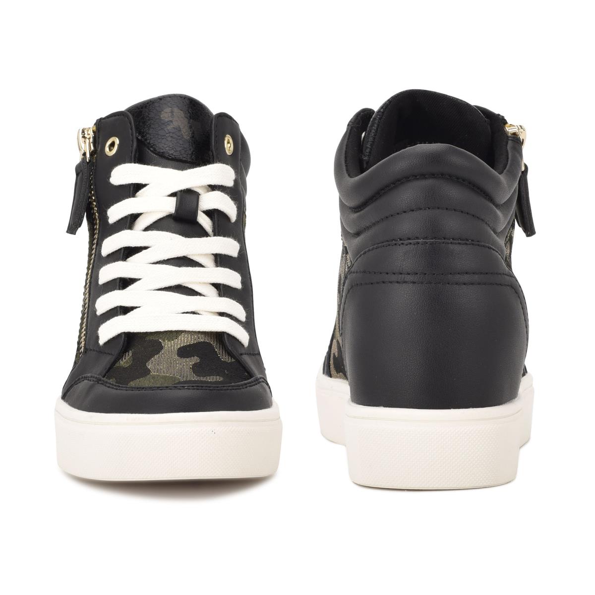 Nine West Tons High Top Hidden Wedge Sneakers Spor Ayakkabı Kadın Siyah Camo | 9235JQNIZ