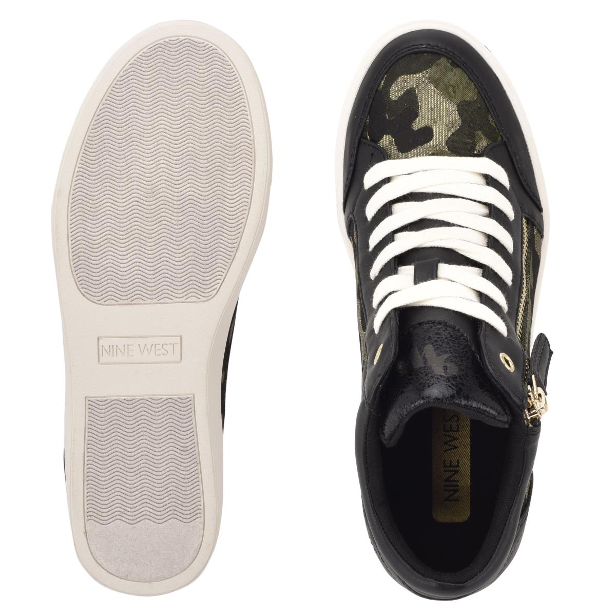 Nine West Tons High Top Hidden Wedge Sneakers Spor Ayakkabı Kadın Siyah Camo | 9235JQNIZ