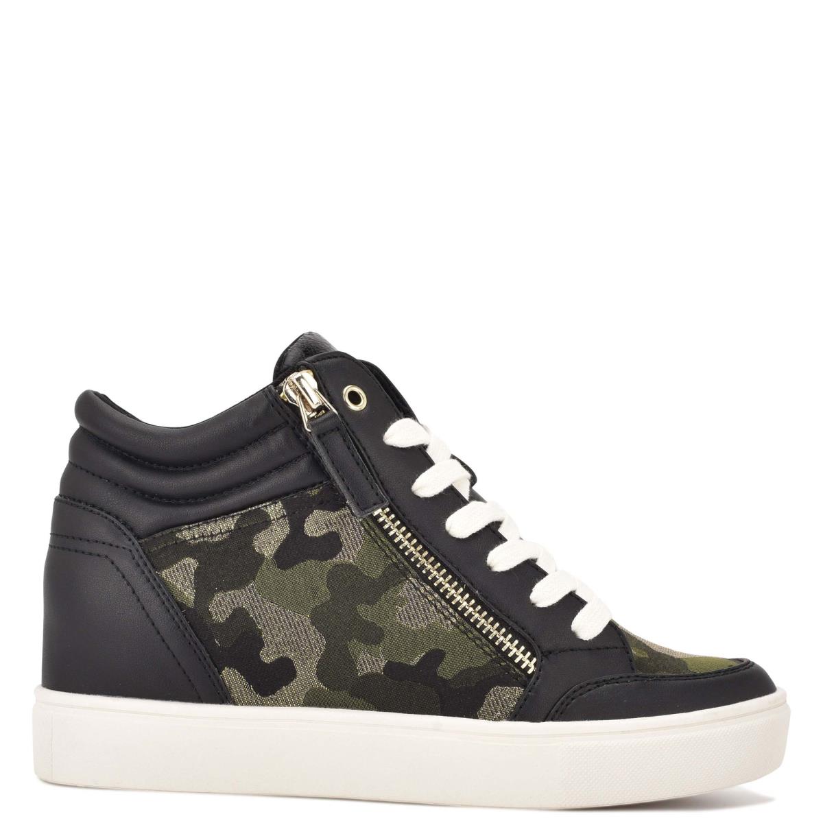 Nine West Tons High Top Hidden Wedge Sneakers Spor Ayakkabı Kadın Siyah Camo | 9235JQNIZ