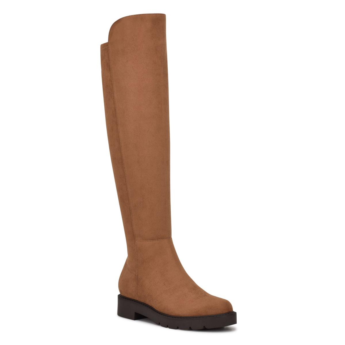 Nine West Tread Over The Knee Lug Sole Bot Kadın Kahverengi | 6351OLJWQ