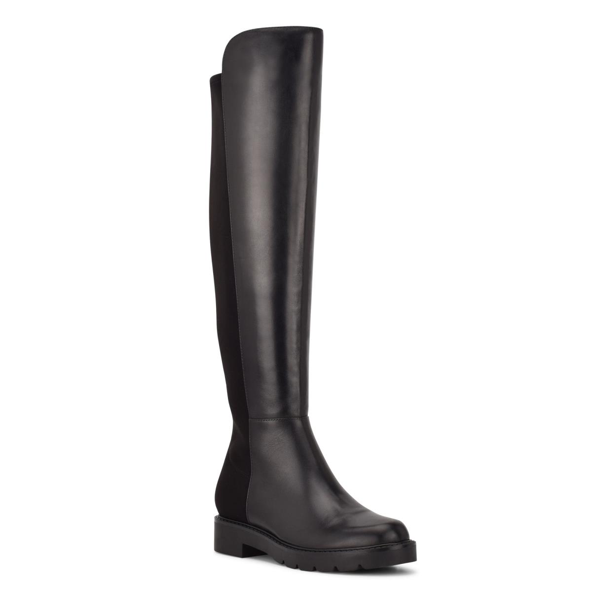 Nine West Tread Over The Knee Lug Sole Bot Kadın Siyah | 7018JBICM