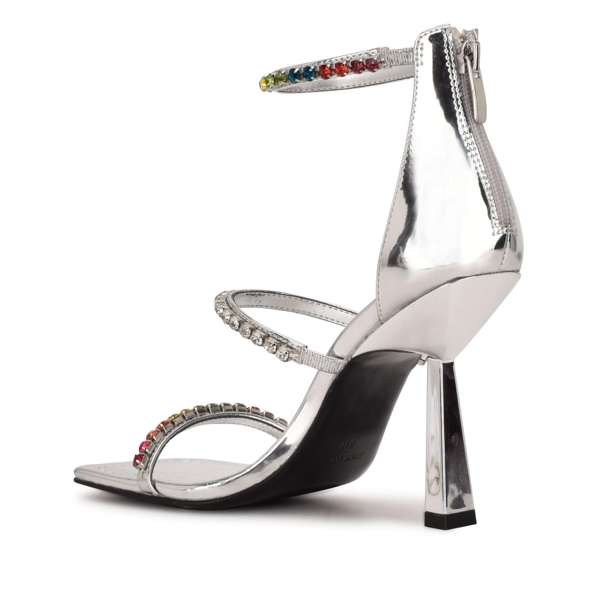 Nine West Vavoom Rhinestone Askısı Elbise Sandalet Kadın Gümüş Renkli | 3184AUKBV