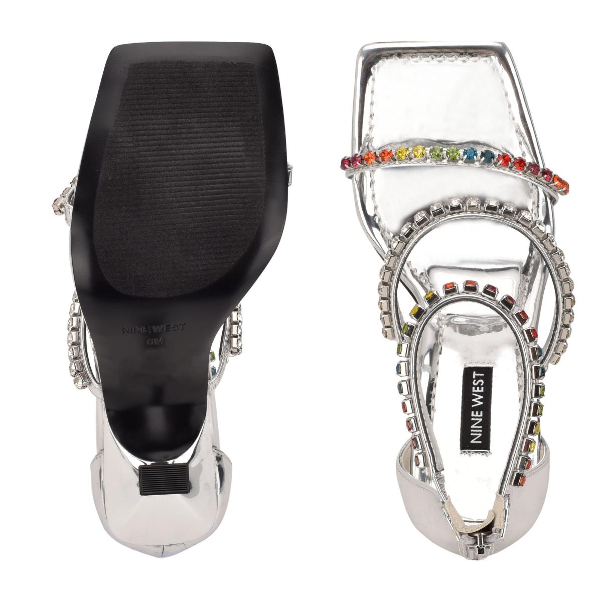 Nine West Vavoom Rhinestone Askısı Elbise Sandalet Kadın Gümüş Renkli | 3184AUKBV