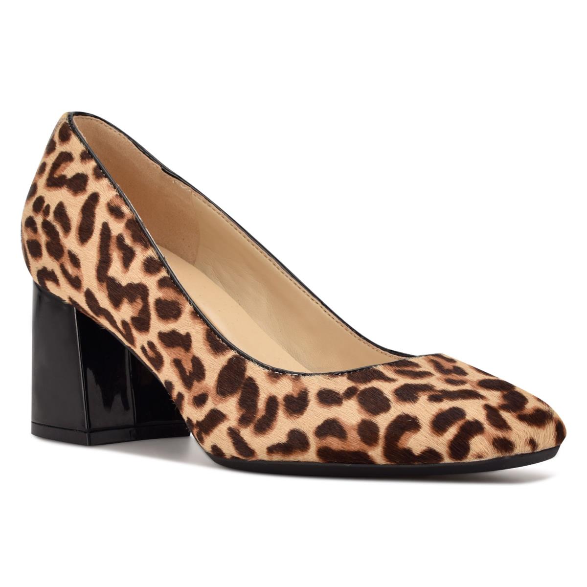 Nine West Vibe 9x9 Block Heel Stiletto Ayakkabı Kadın Leopar | 1746IJSEK