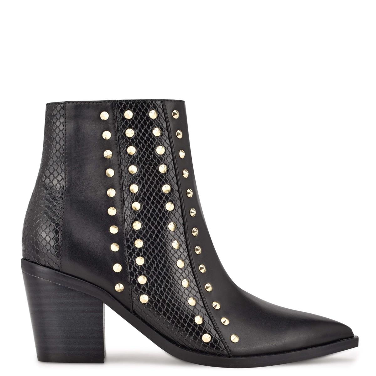 Nine West What Studded Block Heel Bot Kadın Siyah | 1452OKVEF