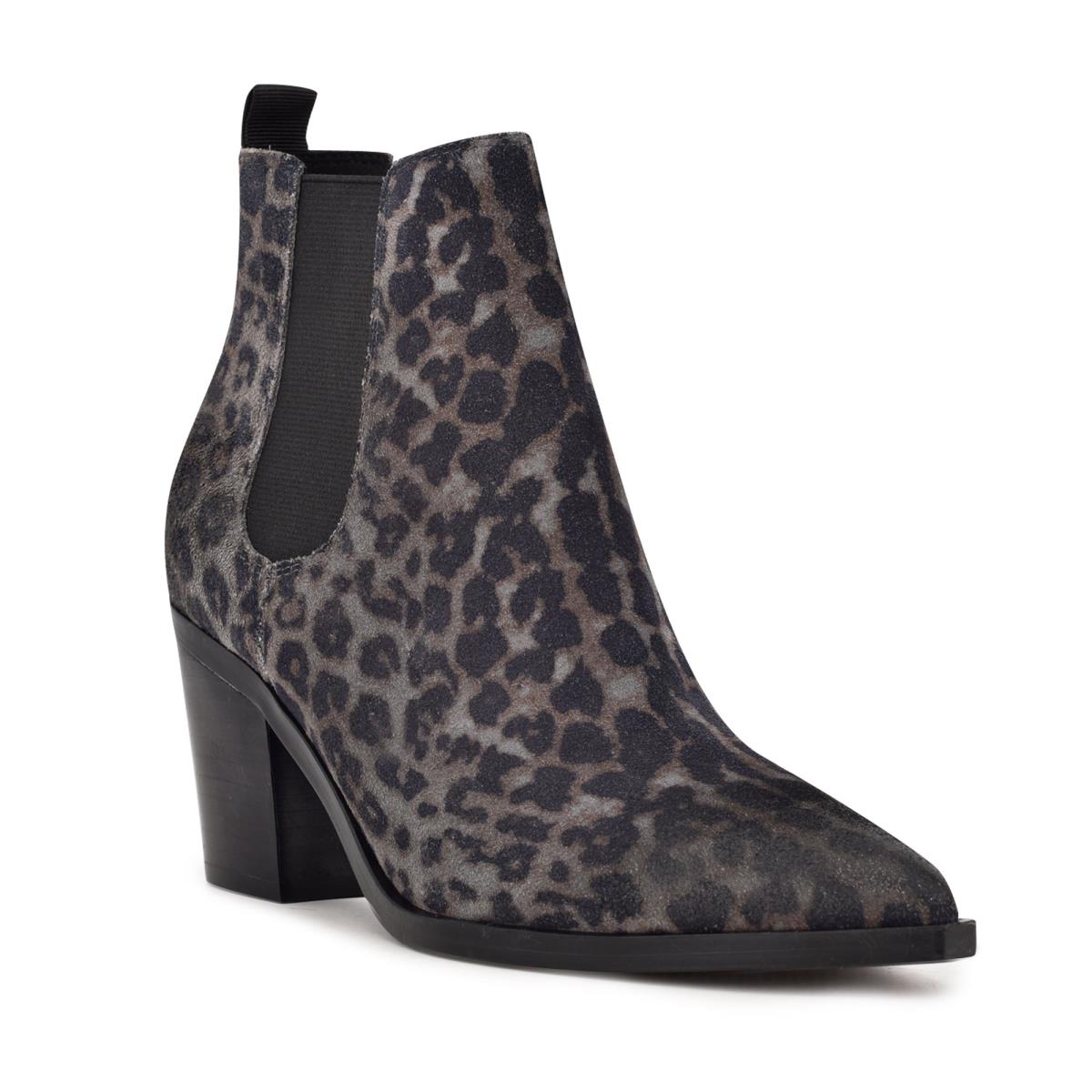 Nine West Wyllis Block Heel Bot Kadın Gri Leopar | 0154PLCZQ