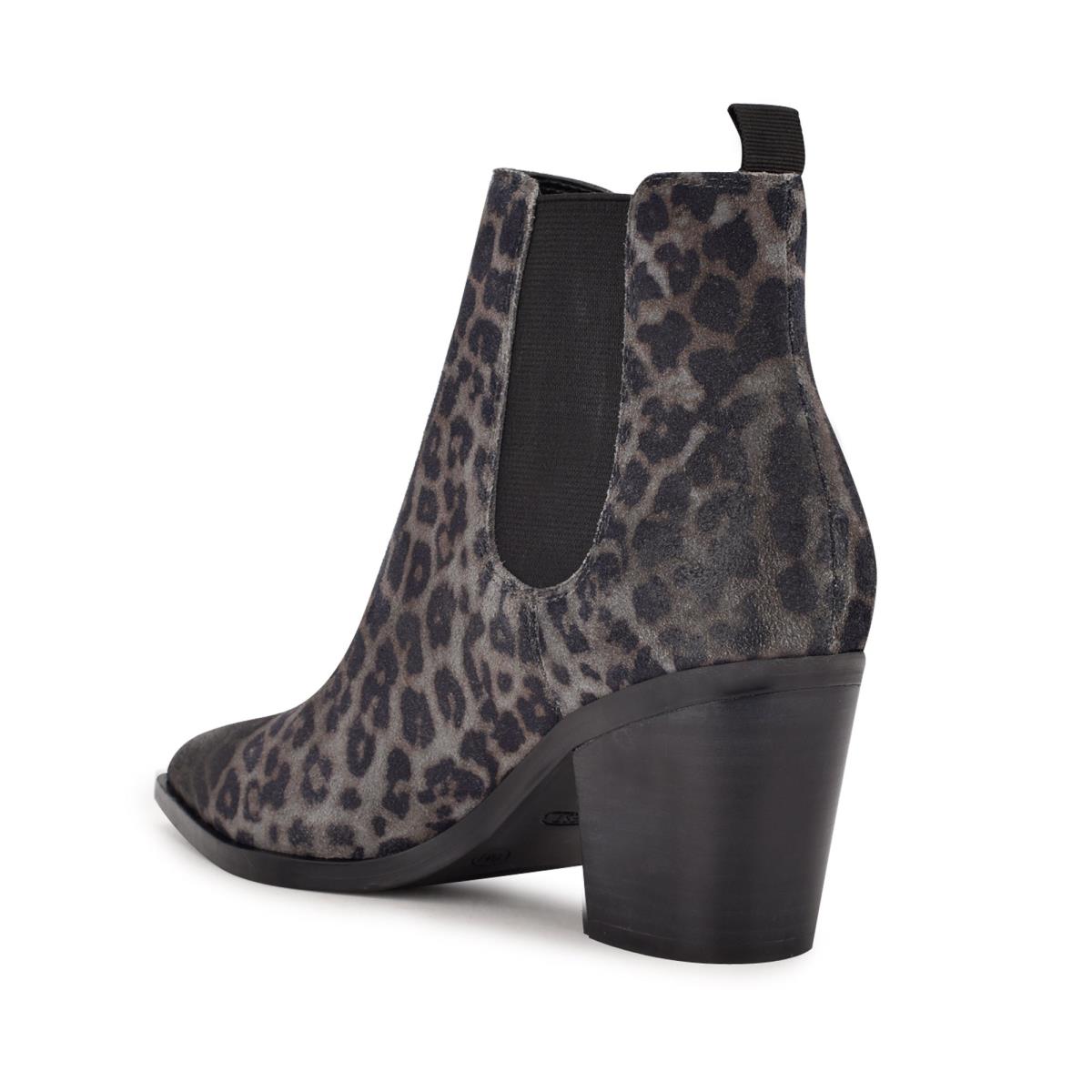 Nine West Wyllis Block Heel Bot Kadın Gri Leopar | 0154PLCZQ