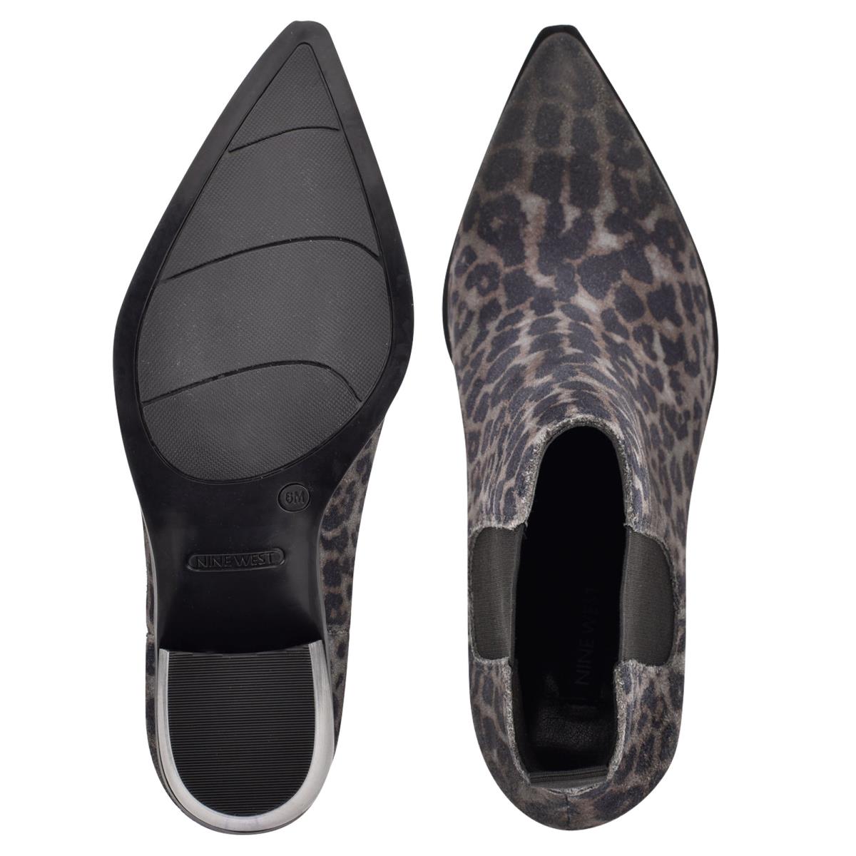 Nine West Wyllis Block Heel Bot Kadın Gri Leopar | 0154PLCZQ