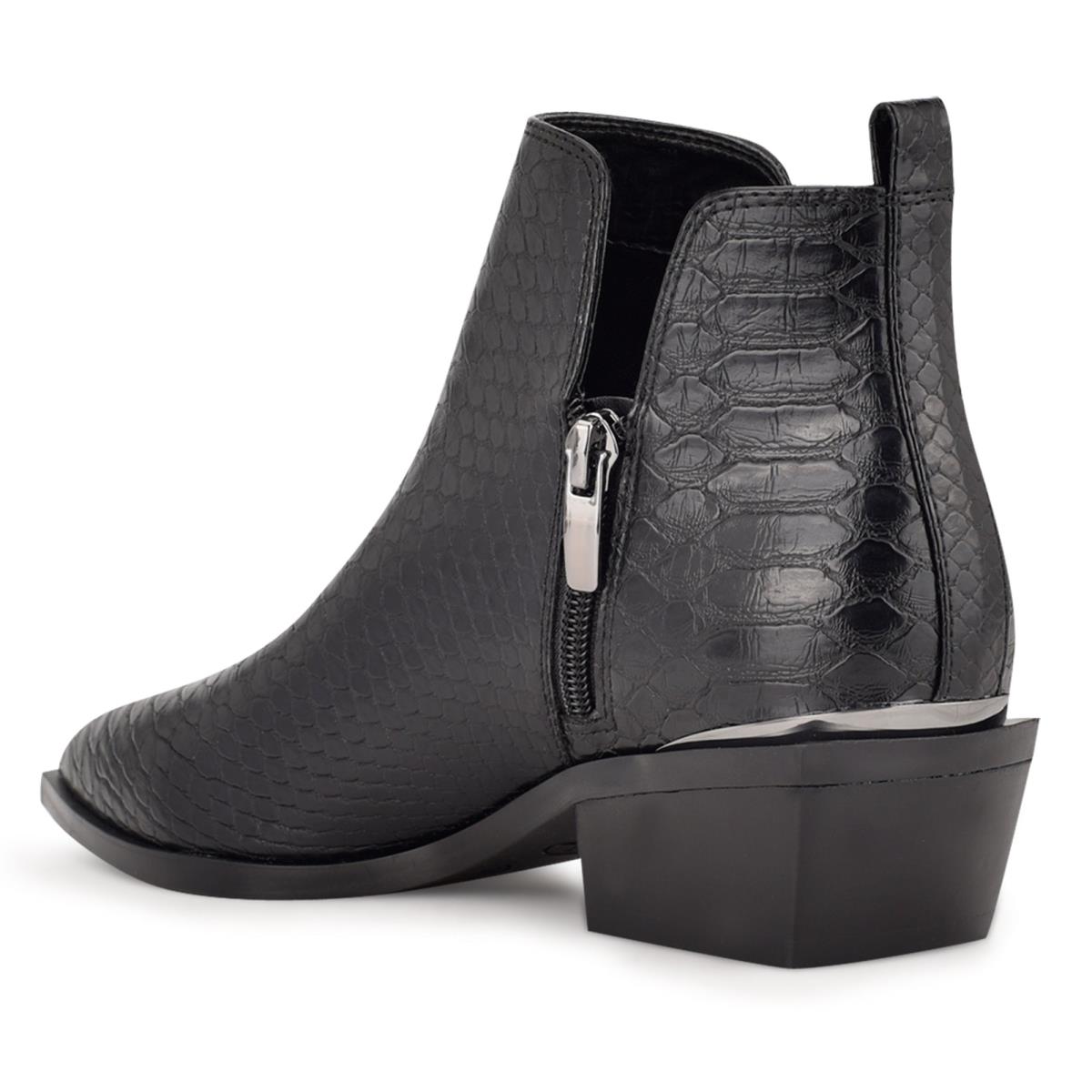 Nine West Yerly Pointy Burunlu Bot Kadın Siyah Yılan | 2569MFTGN