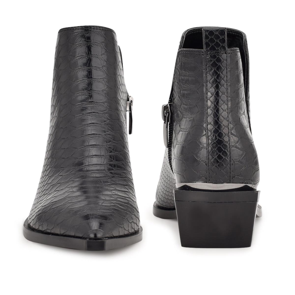 Nine West Yerly Pointy Burunlu Bot Kadın Siyah Yılan | 2569MFTGN