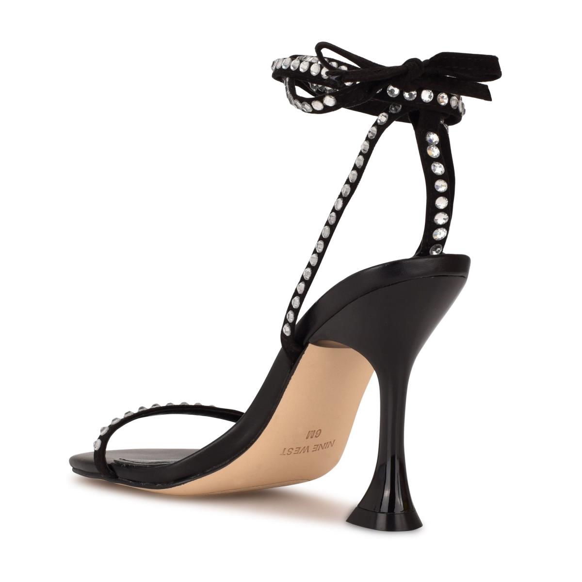 Nine West Zing Ankle Wrap Topuklu Sandalet Kadın Siyah | 1493LHMQF