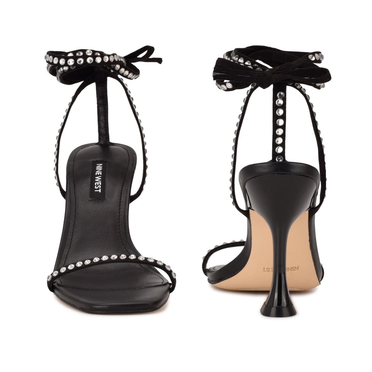 Nine West Zing Ankle Wrap Topuklu Sandalet Kadın Siyah | 1493LHMQF