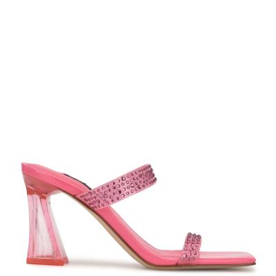 Nine West Darla Topuklu Kaydırmalı Sandalet Kadın Pembe | 0687HVGOS