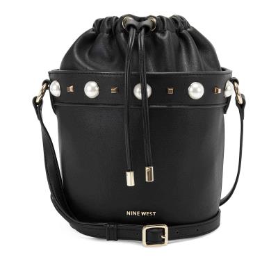 Nine West Laylin Drawstring Bucket Çapraz Askılı Çanta Kadın Siyah | 5631UKBYM