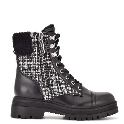 Nine West Pike Combat Lug Sole Bot Kadın Siyah | 3698LXBZC