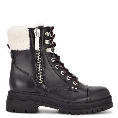 Nine West Pike Combat Lug Sole Bot Kadın Siyah | 4260YVJZT