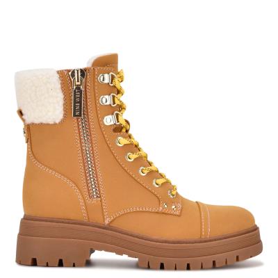 Nine West Pike Combat Lug Sole Bot Kadın Bej Rengi | 8217DBKZP