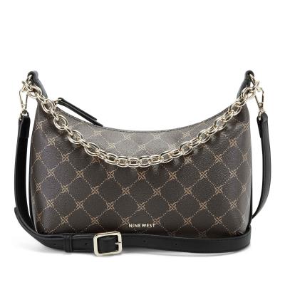 Nine West Ronnie Top Zip Shoulder Bag Omuz Çantası Kadın Kahverengi Siyah | 3612LMFIU