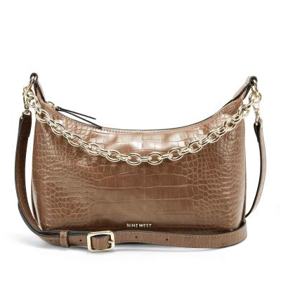 Nine West Ronnie Top Zip Shoulder Bag Omuz Çantası Kadın Kahverengi | 6349VJOPY