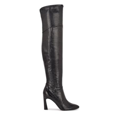 Nine West Sizzle Over The Knee Heel Bot Kadın Siyah | 9014ZEOLM