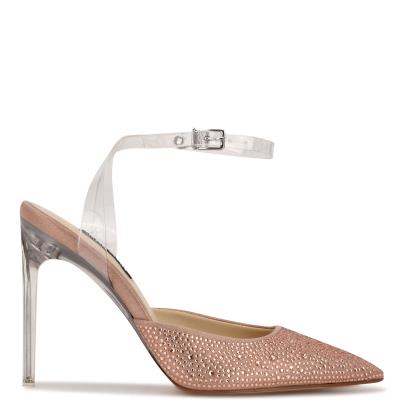 Nine West Sparkel Ankle Askılı Stiletto Ayakkabı Kadın Bej Rengi | 0867MCTJW